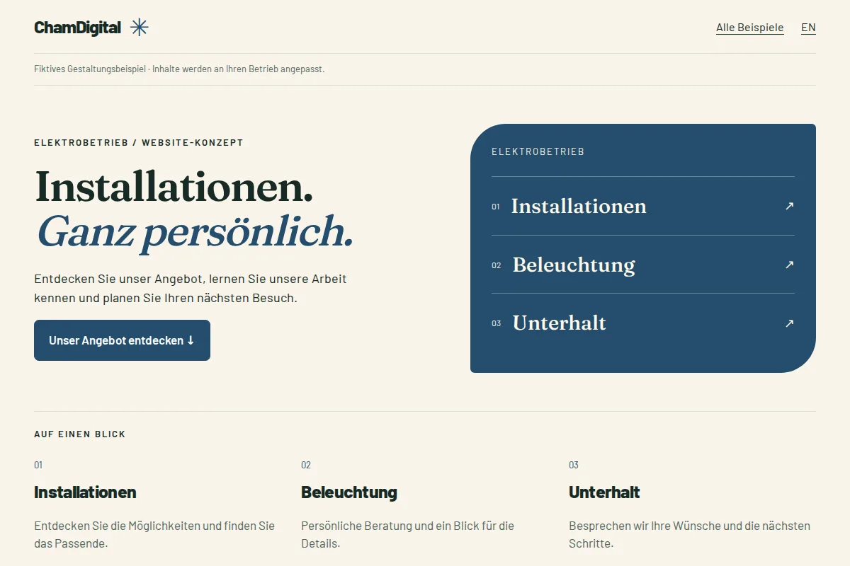 Elektrobetrieb · Website-Beispiel