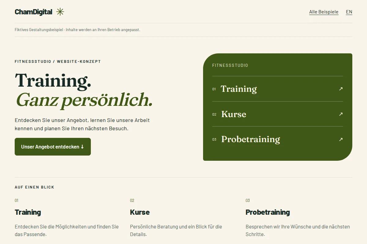 Fitnessstudio · Website-Beispiel