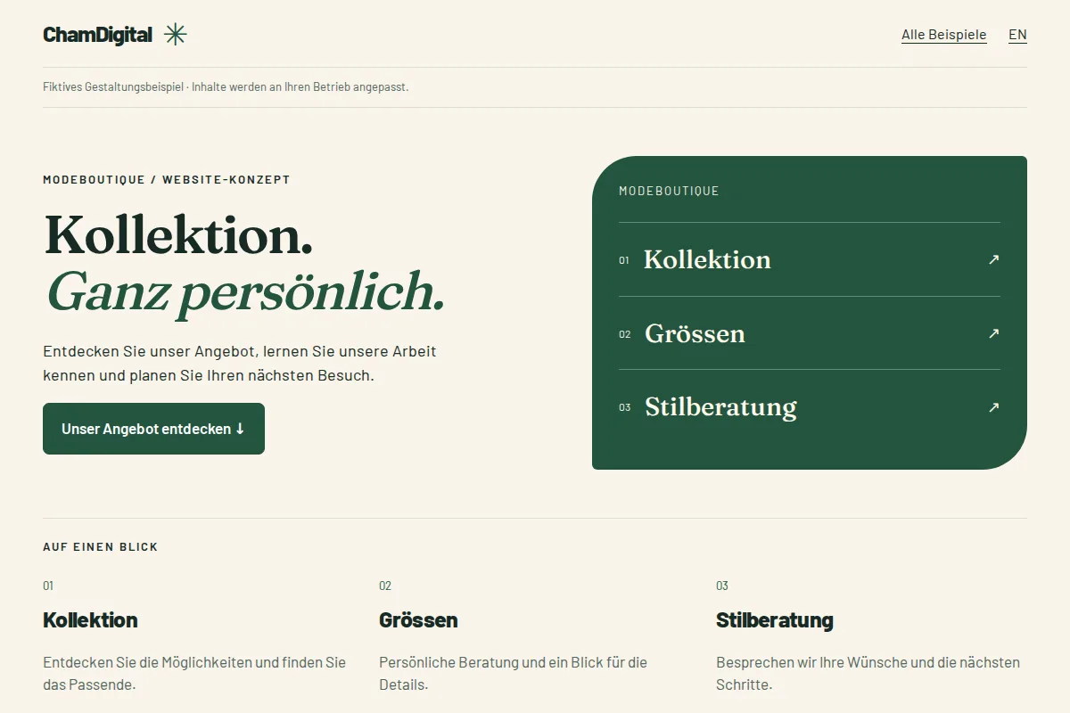 Modeboutique · Website-Beispiel