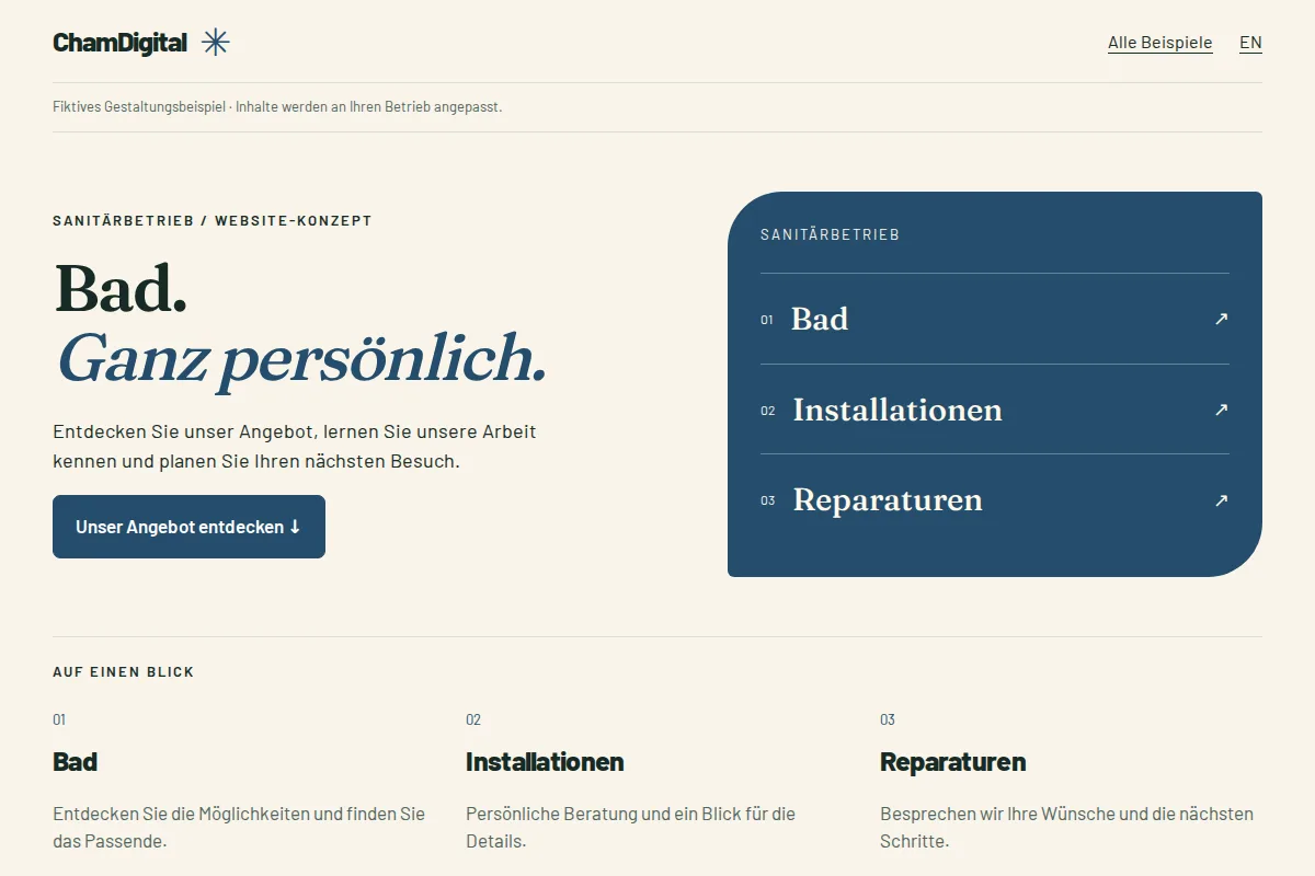 Sanitärbetrieb · Website-Beispiel