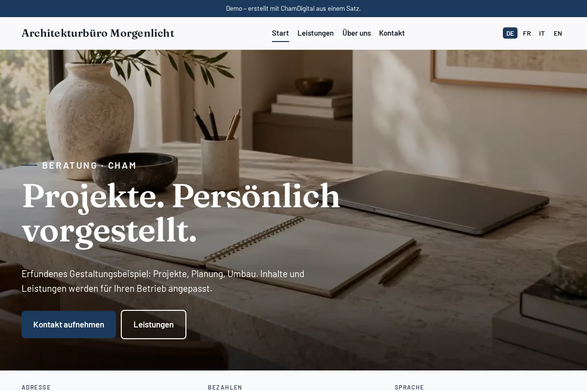 Architekturbüro · Gestaltungsbeispiel