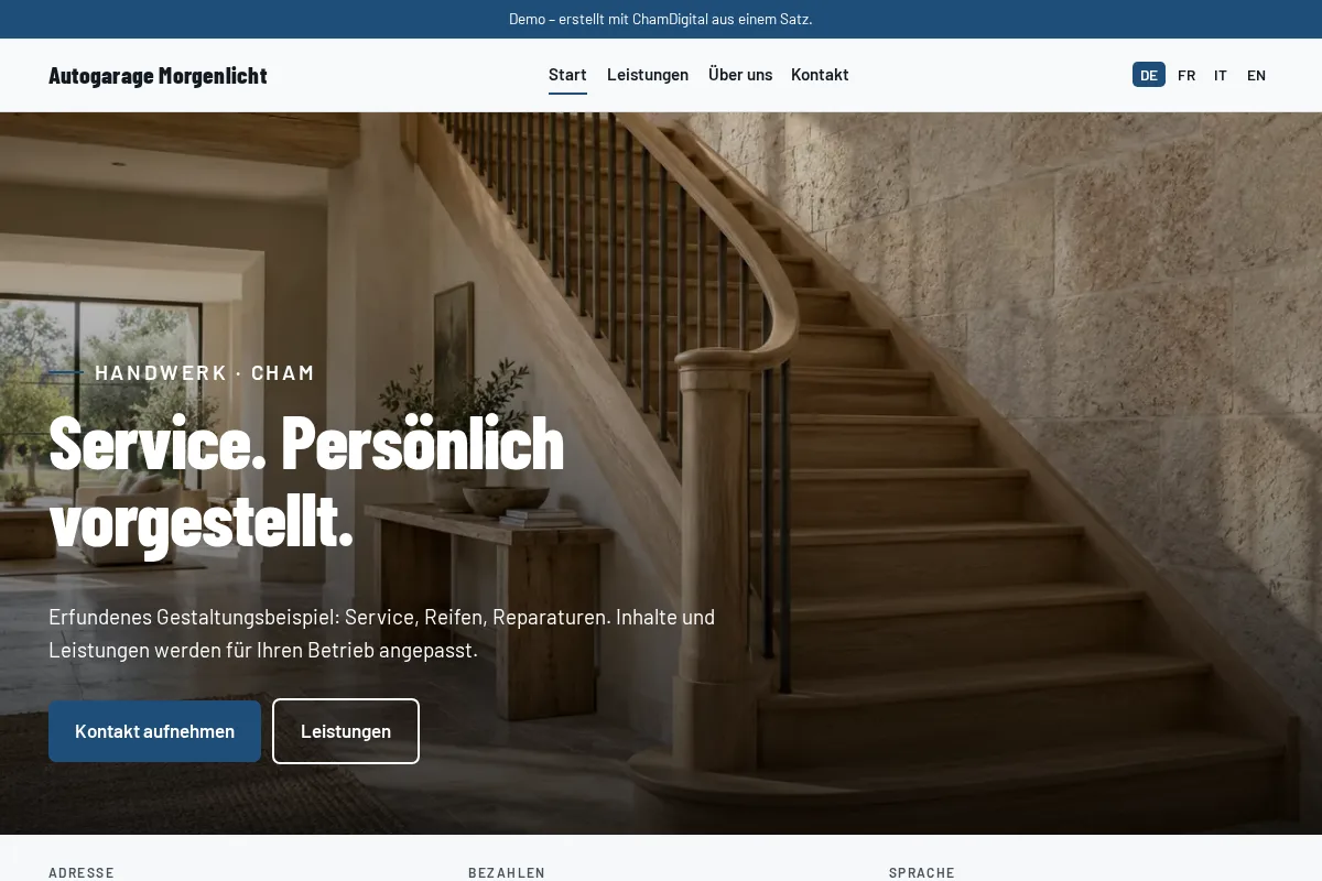 Autogarage · Gestaltungsbeispiel