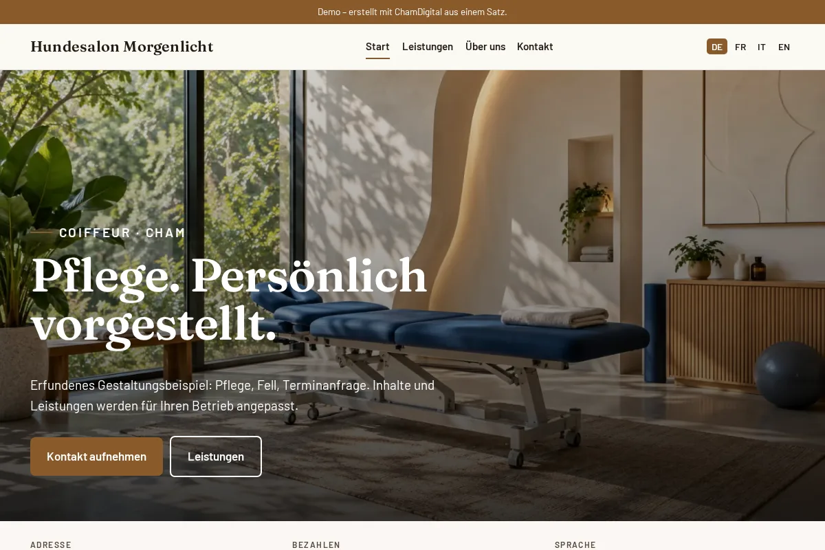 Hundesalon · Gestaltungsbeispiel