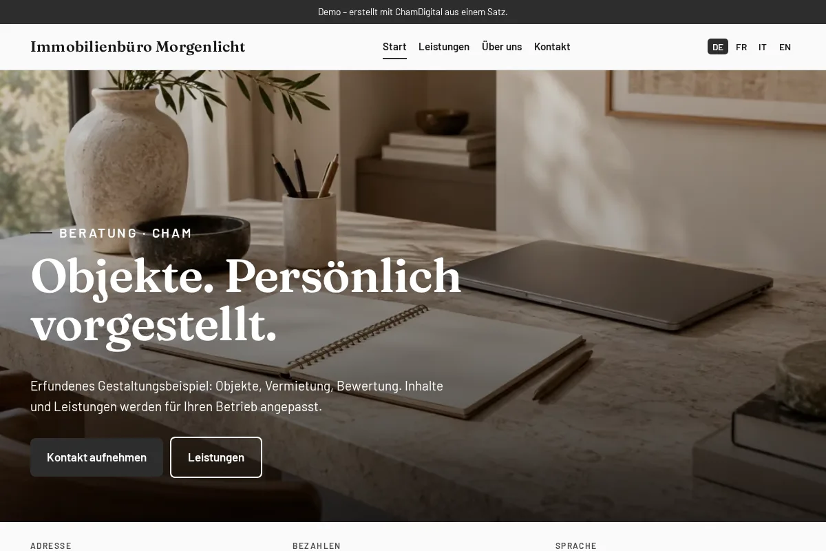 Immobilienbüro · Gestaltungsbeispiel
