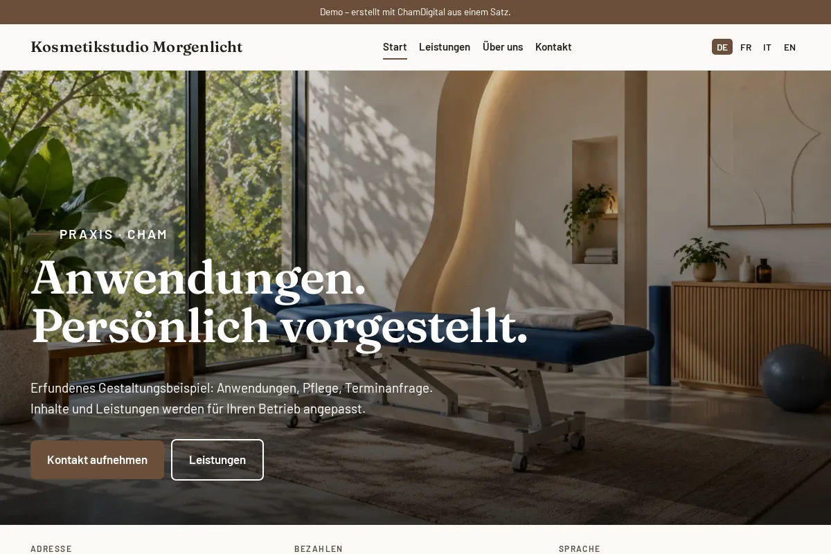 Kosmetikstudio · Gestaltungsbeispiel