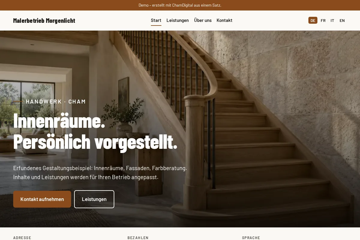 Malerbetrieb · Gestaltungsbeispiel