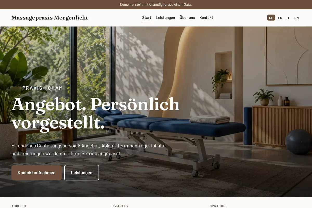 Massagepraxis · Gestaltungsbeispiel