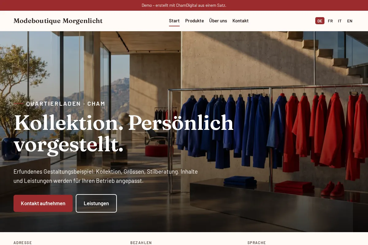 Modeboutique · Gestaltungsbeispiel