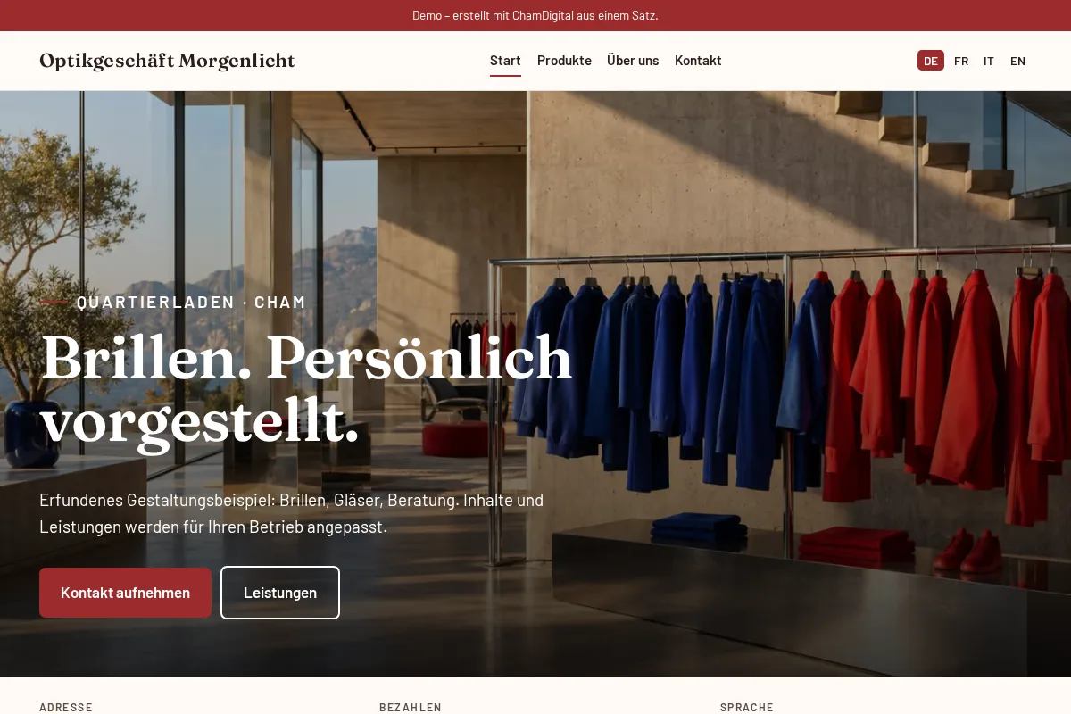 Optikgeschäft · Gestaltungsbeispiel