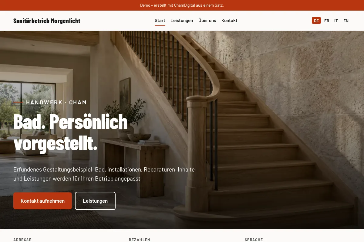 Sanitärbetrieb · Gestaltungsbeispiel