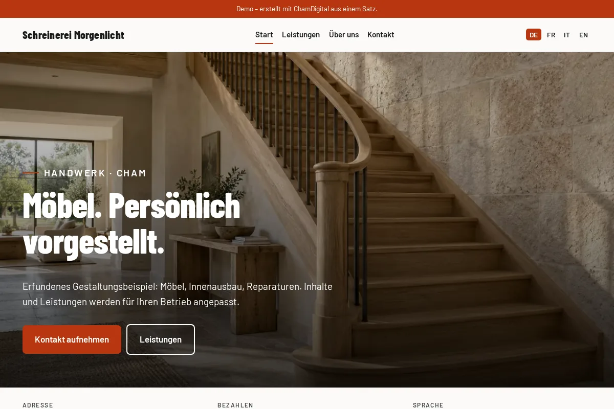 Schreinerei · Gestaltungsbeispiel