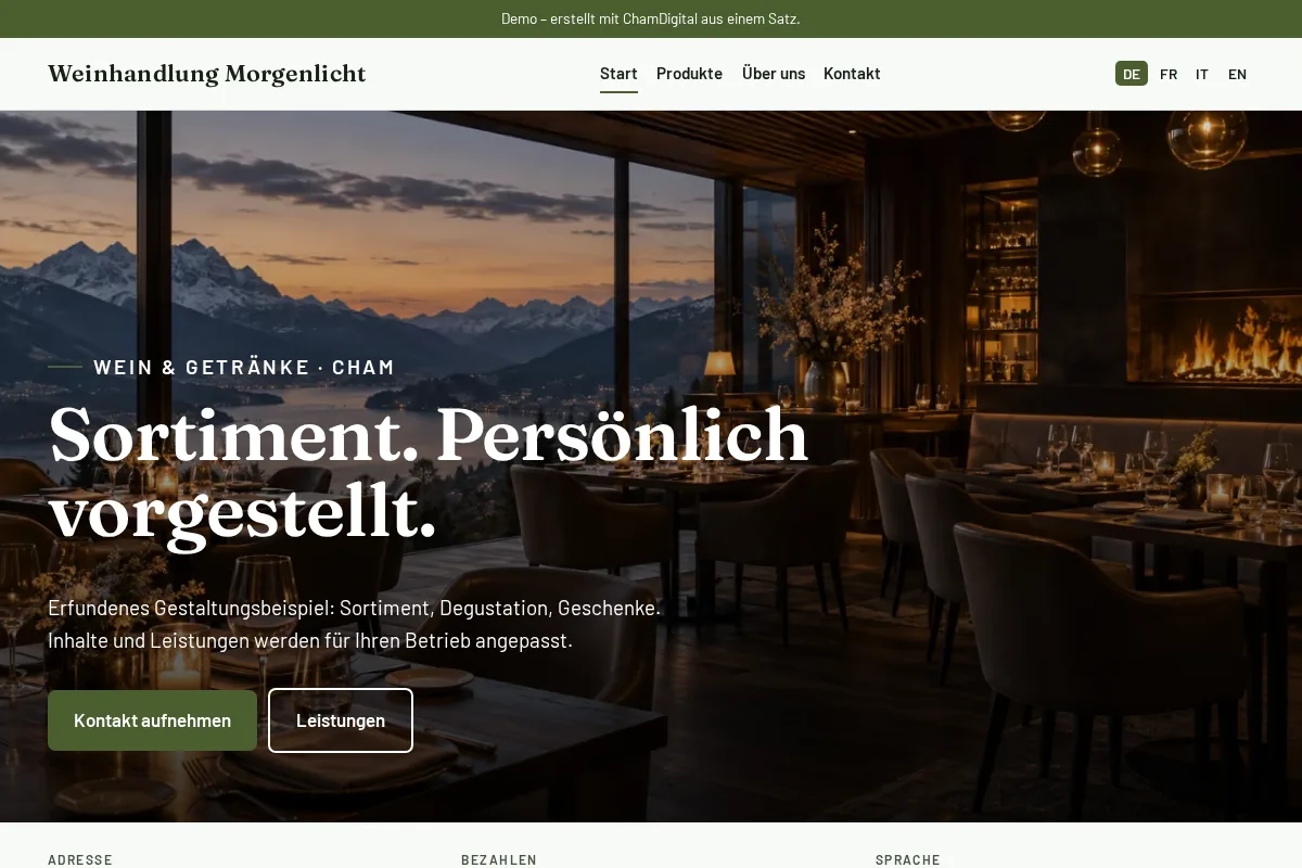 Weinhandlung · Gestaltungsbeispiel